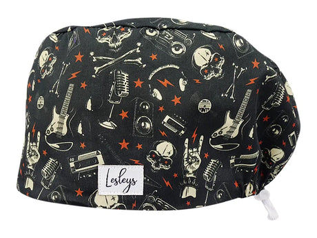 Stoff OP Haube aus Baumwolle Heavy Metal. Bunte OP Mütze für Damen und Herren