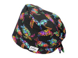 Stoff OP Haube aus Baumwolle Rainbow Turtle. Bunte OP Muetze fuer Damen und Herren