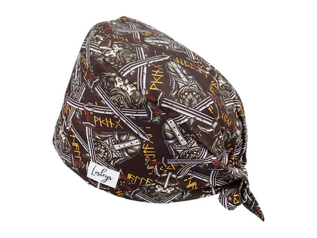 Stoff OP Haube aus Baumwolle Vikings. Bunte OP Muetze fuer Damen und Herren