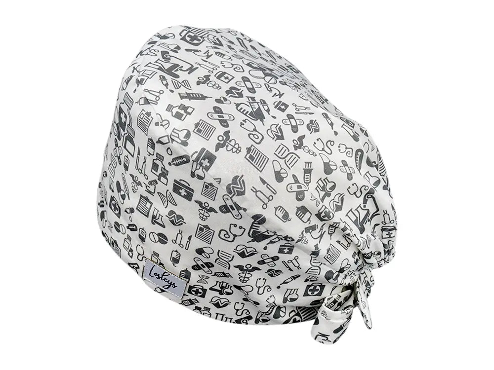 Stoff OP Haube aus Baumwolle Medical. Bunte OP Muetze fuer Damen und Herren
