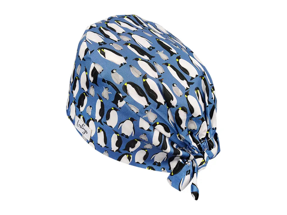 Stoff OP Haube aus Baumwolle Pinguine. Bunte OP Muetze fuer Damen und Herren