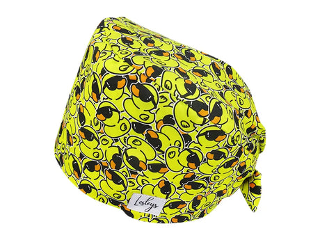 Stoff OP Haube aus Baumwolle Quietsche Ente. Bunte OP Muetze fuer Damen und Herren