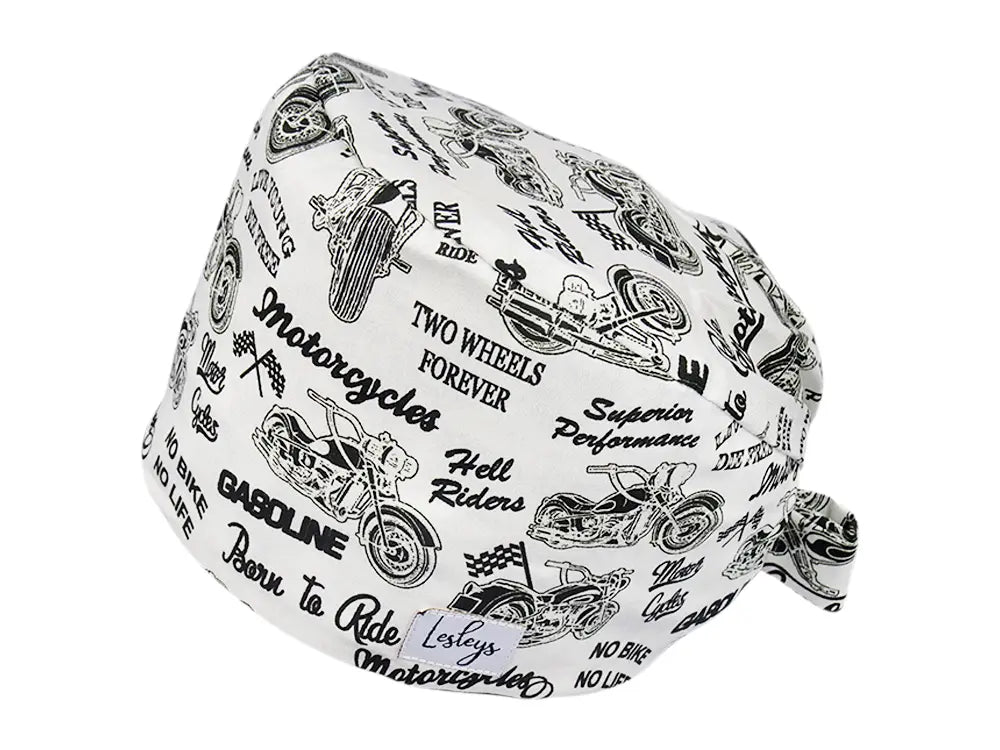 Stoff OP Haube aus Baumwolle Born to ride. Bunte OP Muetze fuer Damen und Herren