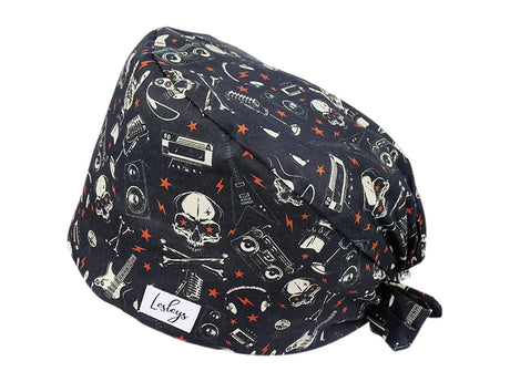 Stoff OP Haube aus Baumwolle Heavy Metal. Bunte OP Mütze für Damen und Herren