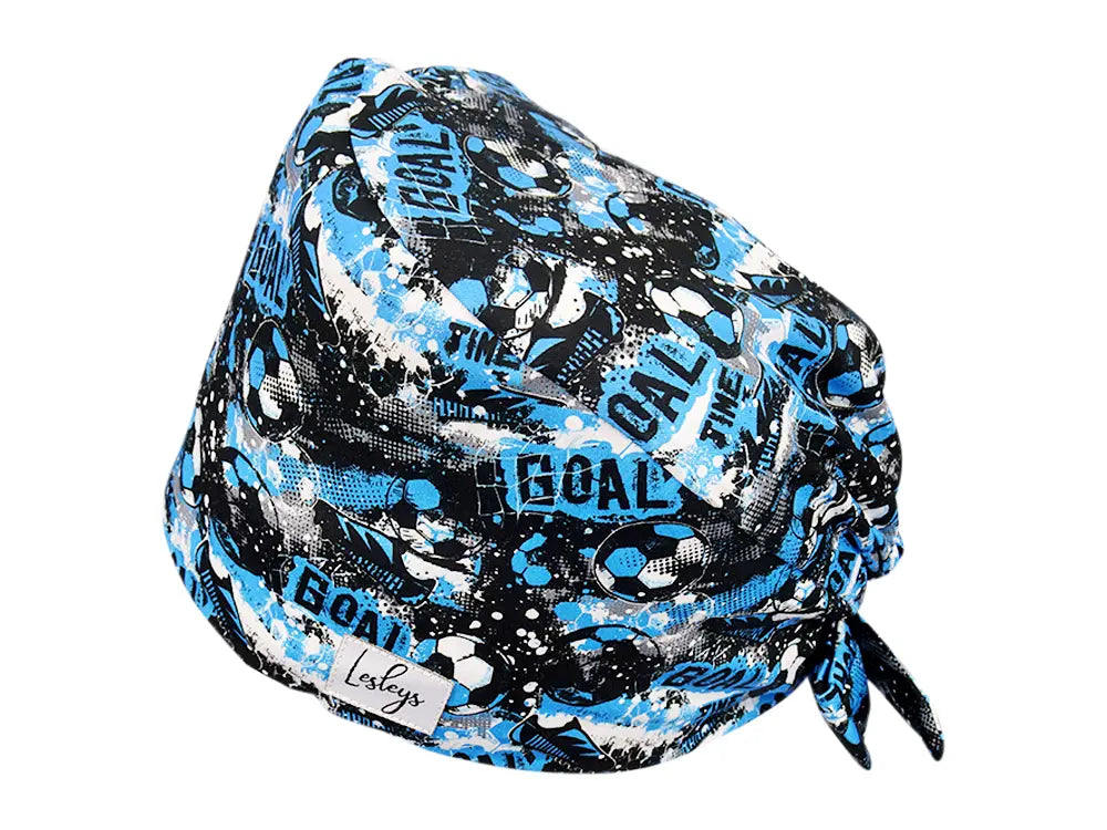 Stoff OP Haube aus Baumwolle Golden Goal. Bunte OP Muetze fuer Damen und Herren