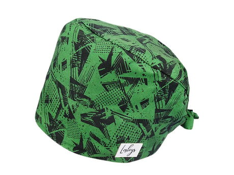 Stoff OP Haube aus Baumwolle Green River. Bunte OP Muetze fuer Damen und Herren