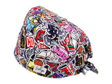 Stoff OP Haube aus Baumwolle College. Bunte OP Muetze fuer Damen und Herren