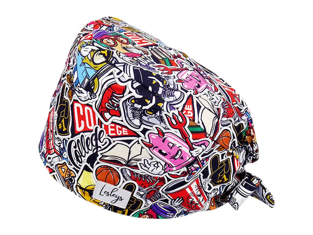Stoff OP Haube aus Baumwolle College. Bunte OP Muetze fuer Damen und Herren