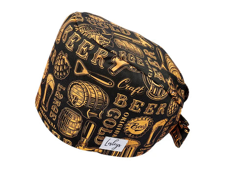 Stoff OP Haube aus Baumwolle Craft Beer. Bunte OP Muetze fuer Damen und Herren