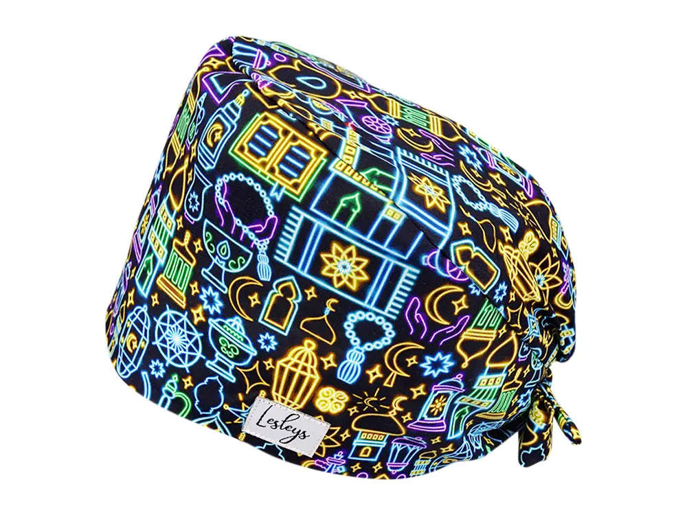 Stoff OP Haube aus Baumwolle Orient. Bunte OP Muetze fuer Damen und Herren