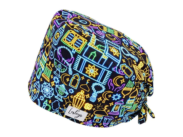 Stoff OP Haube aus Baumwolle Orient. Bunte OP Muetze fuer Damen und Herren