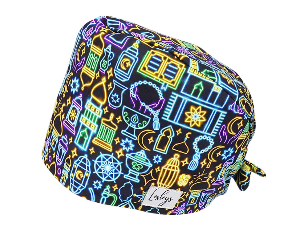 Stoff OP Haube aus Baumwolle Orient. Bunte OP Muetze fuer Damen und Herren