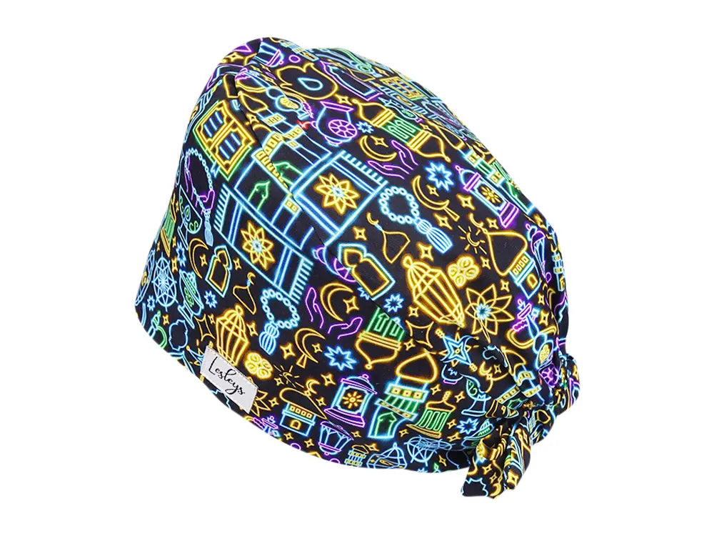Stoff OP Haube aus Baumwolle Orient. Bunte OP Muetze fuer Damen und Herren