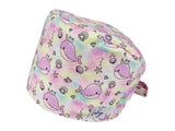 Stoff OP Haube aus Baumwolle Narwale. Bunte OP Muetze fuer Damen und Herren