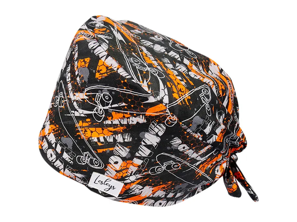 Stoff OP Haube aus Baumwolle skateboard. Bunte OP Muetze fuer Damen und Herren