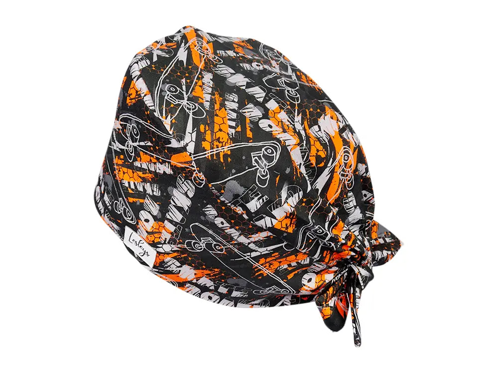 Stoff OP Haube aus Baumwolle skateboard. Bunte OP Muetze fuer Damen und Herren