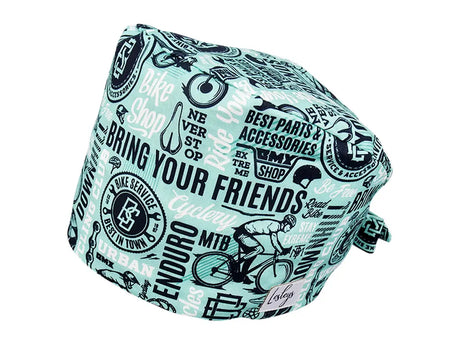 Stoff OP Haube aus Baumwolle Cyclery. Bunte OP Muetze fuer Damen und Herren