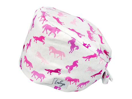 Stoff OP Haube aus Baumwolle Einhorn Herde. Bunte OP Muetze fuer Damen und Herren
