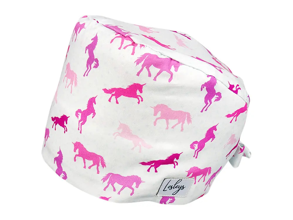 Stoff OP Haube aus Baumwolle Einhorn Herde. Bunte OP Muetze fuer Damen und Herren