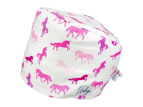 Stoff OP Haube aus Baumwolle Einhorn Herde. Bunte OP Muetze fuer Damen und Herren