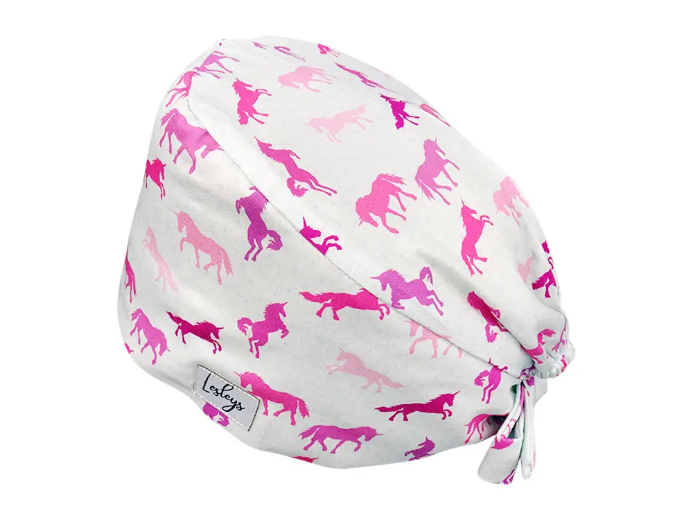 Stoff OP Haube aus Baumwolle Einhorn Herde. Bunte OP Muetze fuer Damen und Herren