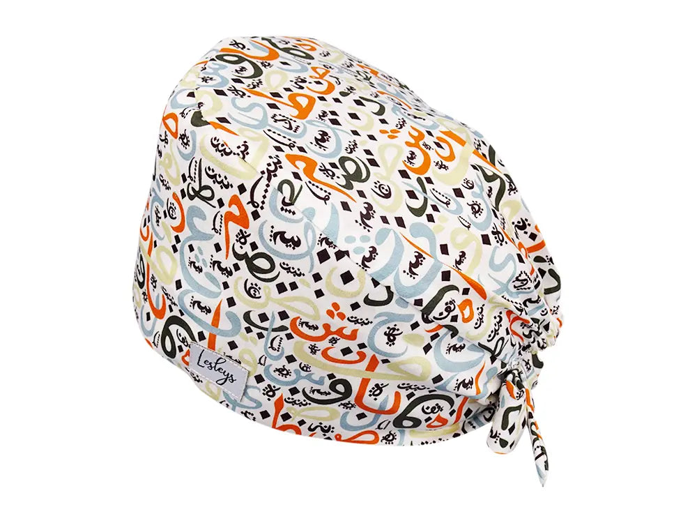 Stoff OP Haube aus Baumwolle Arabisch. Bunte OP Muetze fuer Damen und Herren