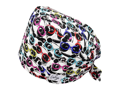 Stoff OP Haube aus Baumwolle cool panda. Bunte OP Muetze fuer Damen und Herren