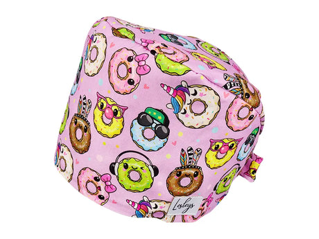 Stoff OP Haube aus Baumwolle sweet donuts. Bunte OP Muetze fuer Damen und Herren