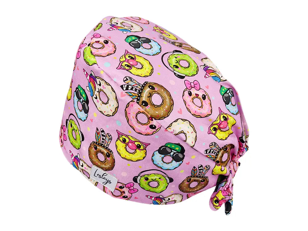 Stoff OP Haube aus Baumwolle sweet donuts. Bunte OP Muetze fuer Damen und Herren