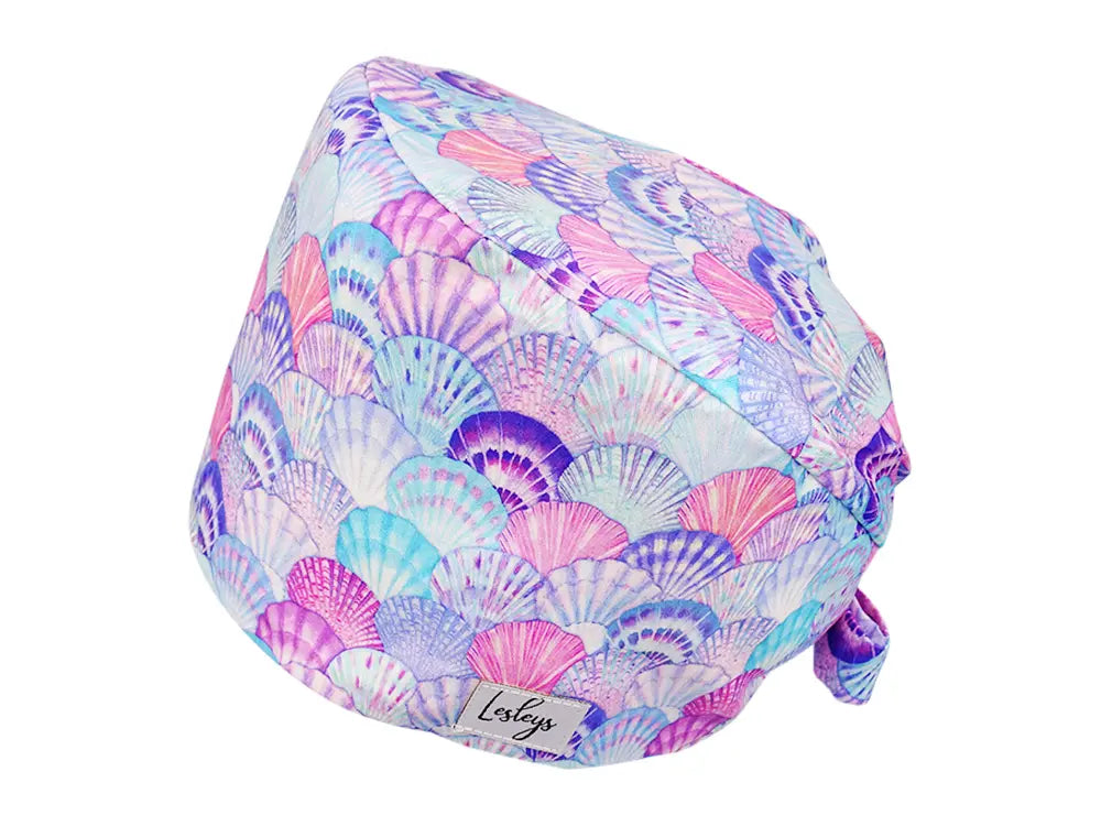 Stoff OP Haube aus Baumwolle muscheln. Bunte OP Muetze fuer Damen und Herren