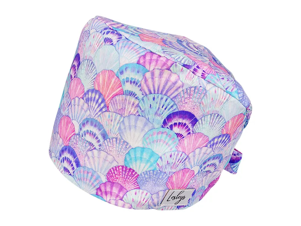 Stoff OP Haube aus Baumwolle muscheln. Bunte OP Muetze fuer Damen und Herren
