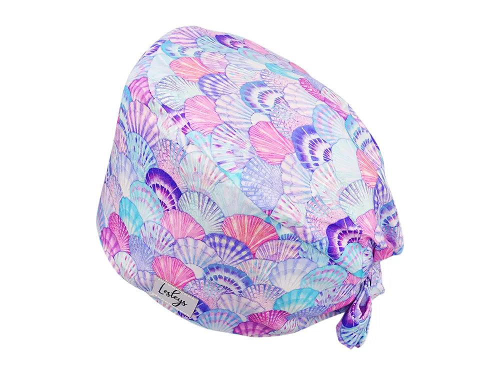 Stoff OP Haube aus Baumwolle muscheln. Bunte OP Muetze fuer Damen und Herren