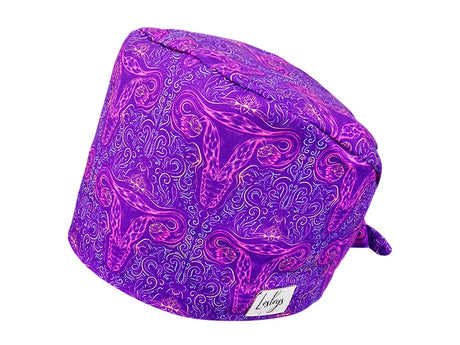 Stoff OP Haube aus Baumwolle Purple Uterus. Bunte OP Mütze für Damen und Herren