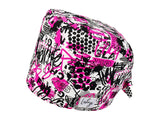 Stoff OP Haube aus Baumwolle Pink Glamour. Bunte OP Muetze fuer Damen und Herren