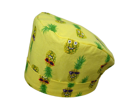 Lesleys OP-Haube für lange Haare Coole Ananas - Stoff OP-Haube aus 100% Baumwolle