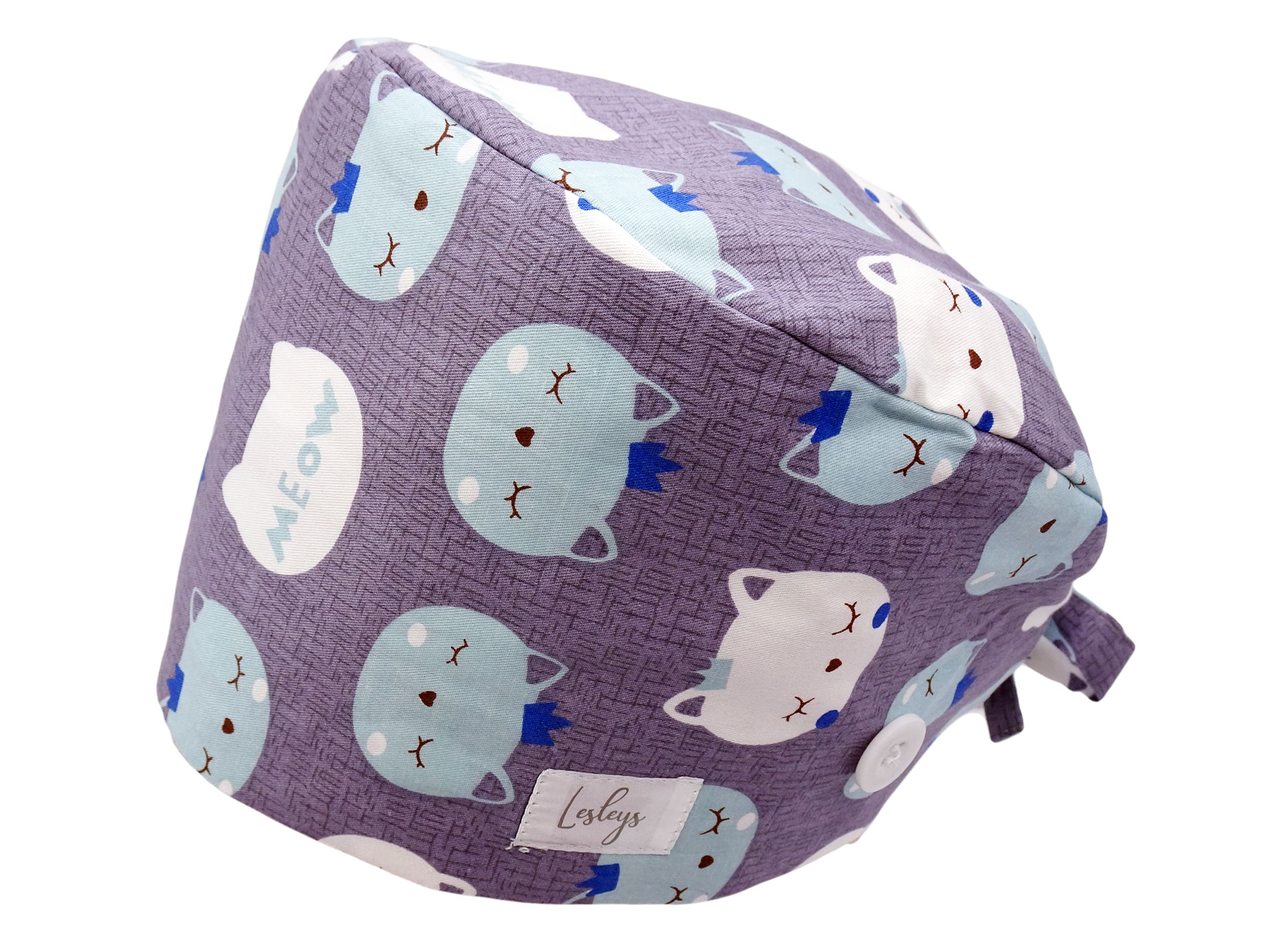 Bandana Stoff OP-Haube Meow für kurze Haare aus Baumwolle - Lesleys