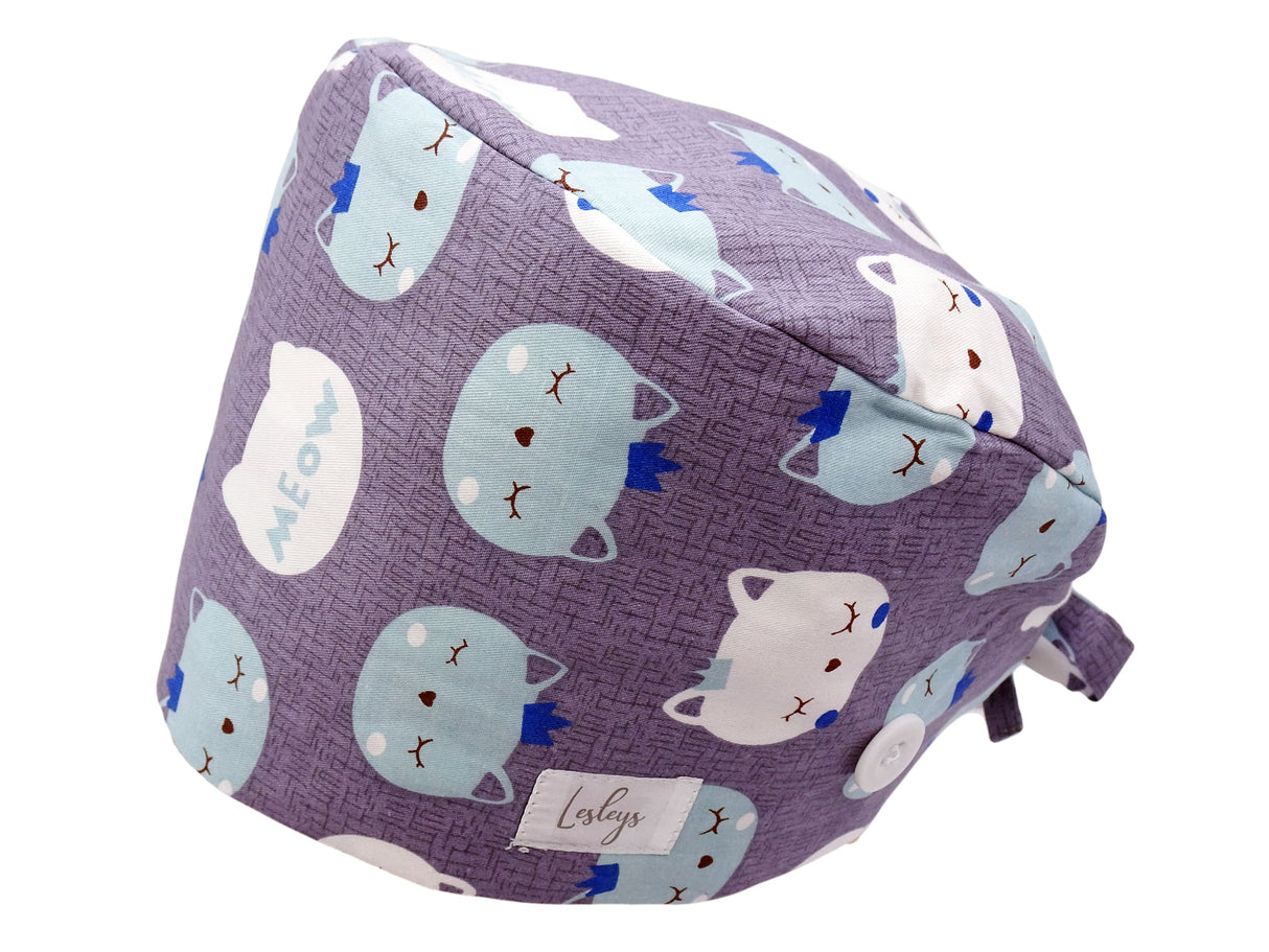 Bandana Stoff OP-Haube Meow für kurze Haare aus Baumwolle - Lesleys