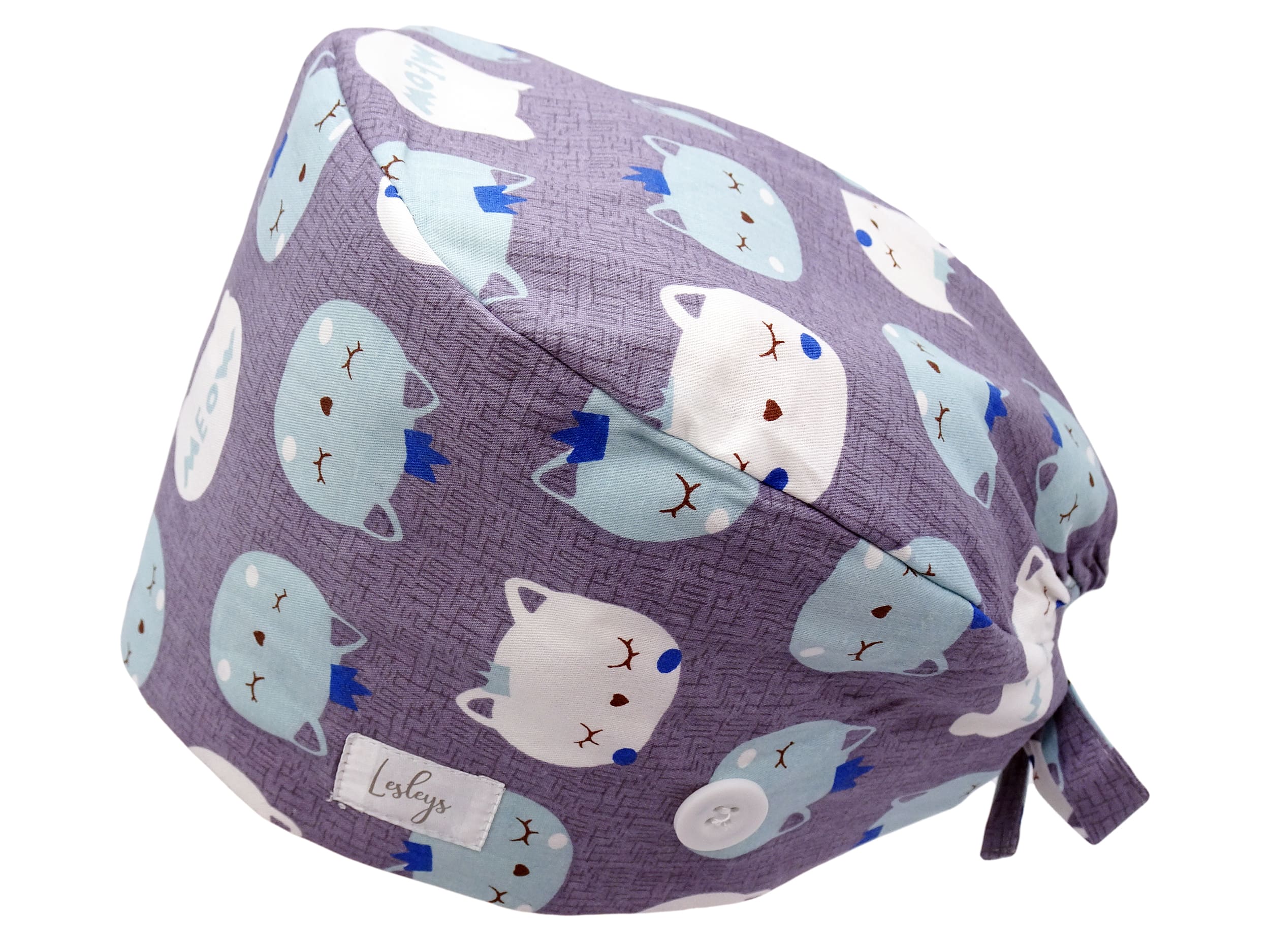 Bandana Stoff OP-Haube Meow für kurze Haare aus Baumwolle - Lesleys