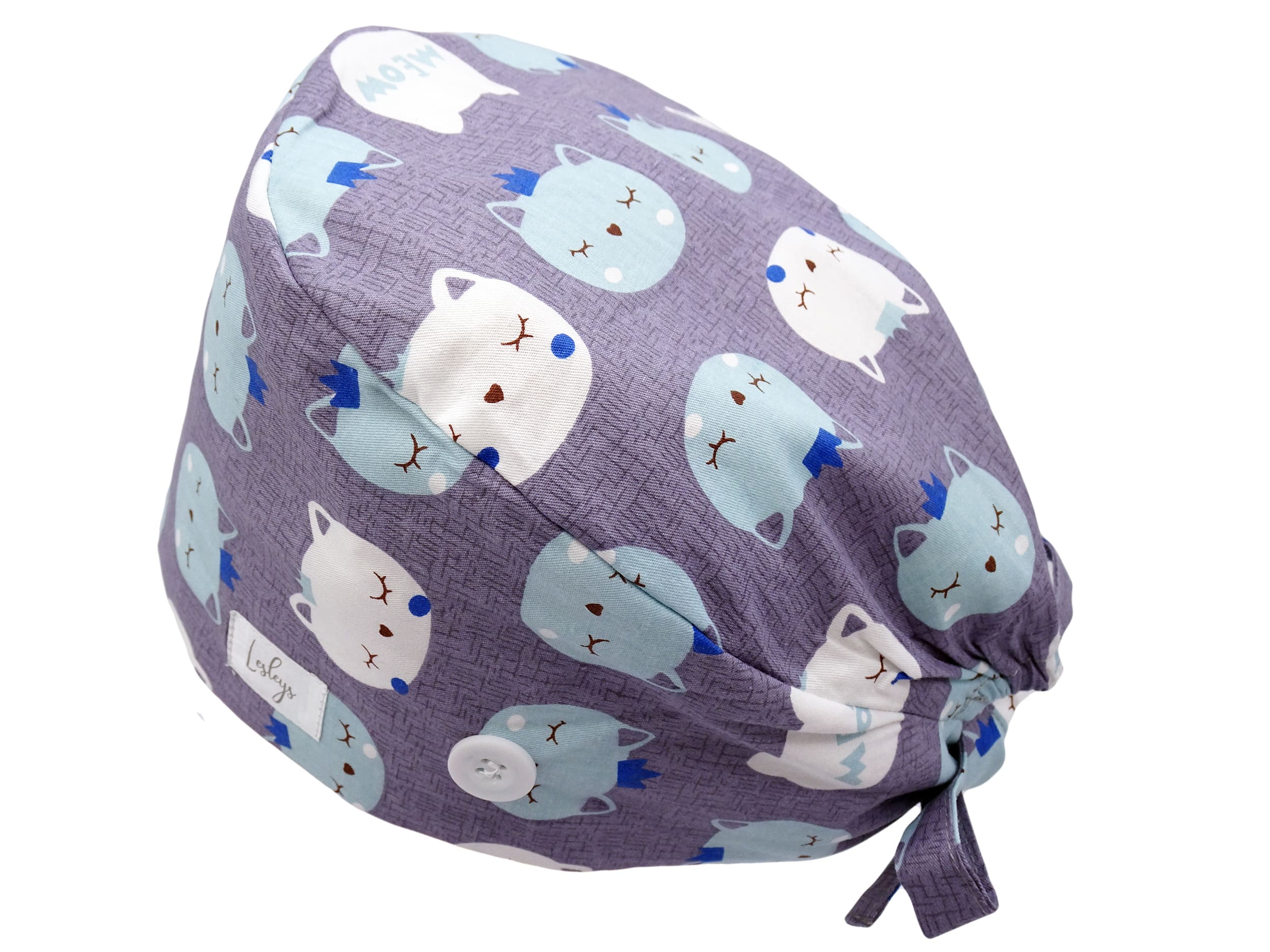 Bandana Stoff OP-Haube Meow für kurze Haare aus Baumwolle - Lesleys