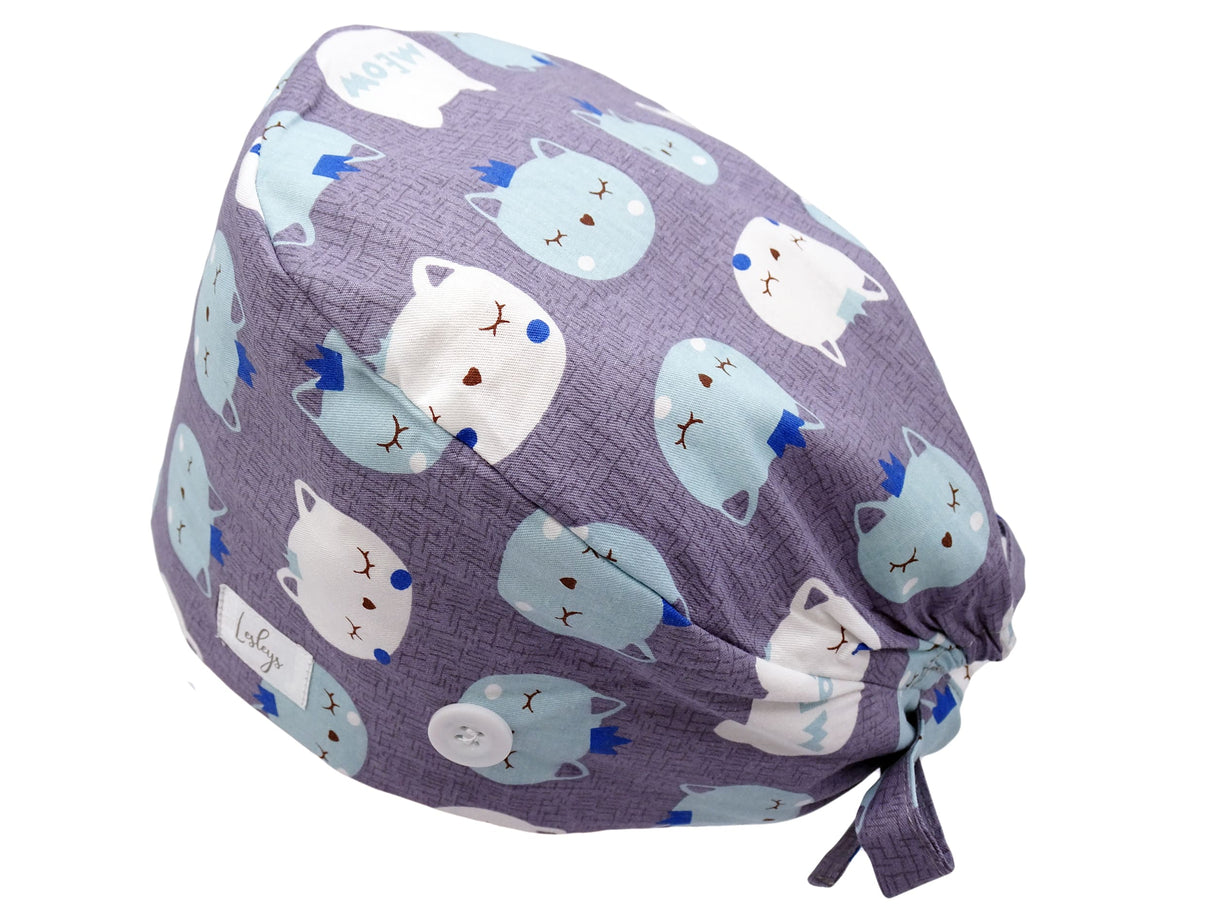 Bandana Stoff OP-Haube Meow für kurze Haare aus Baumwolle - Lesleys