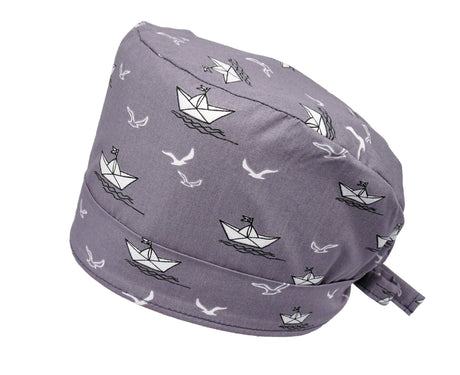 Lesleys OP-Haube für lange Haare Papierschiffchen - Stoff OP-Haube aus 100% Baumwolle
