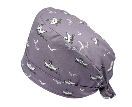 Lesleys OP-Haube für lange Haare Papierschiffchen - Stoff OP-Haube aus 100% Baumwolle