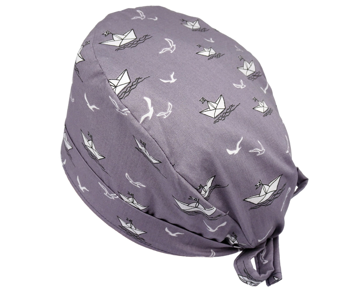 Lesleys OP-Haube für lange Haare Papierschiffchen - Stoff OP-Haube aus 100% Baumwolle