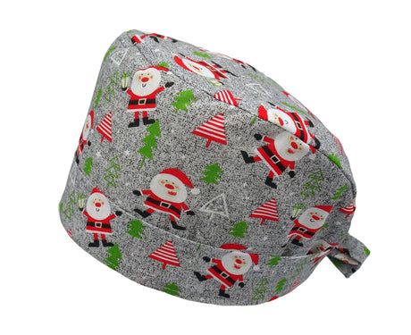 Lesleys OP-Haube für lange Haare Santa Claus - Stoff OP-Haube aus 100% Baumwolle