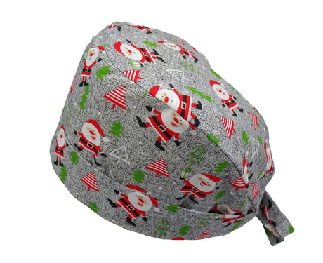 Lesleys OP-Haube für lange Haare Santa Claus - Stoff OP-Haube aus 100% Baumwolle