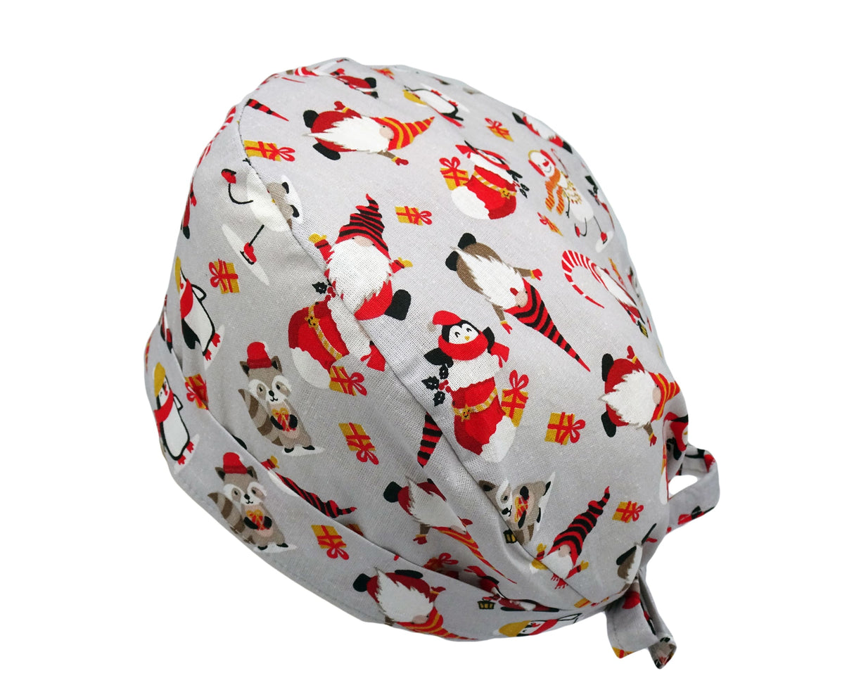 Lesleys OP-Haube für lange Haare Weihnachtswichtel - Stoff OP-Haube aus 100% Baumwolle