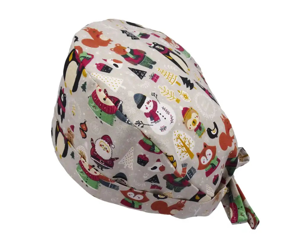 Lesleys OP-Haube für lange Haare Weihnachtszeit - Stoff OP-Haube aus 100% Baumwolle