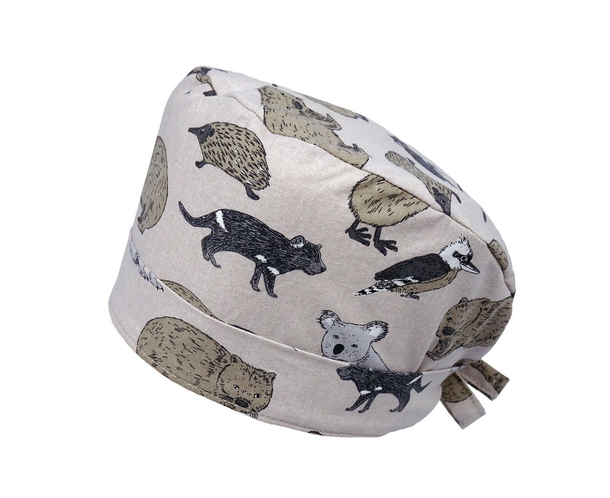 Lesleys OP-Haube für lange Haare Waldtierchen - Stoff OP-Haube aus 100% Baumwolle