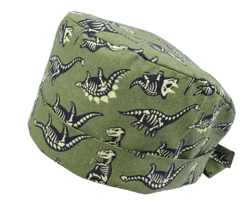 Lesleys OP-Haube für lange Haare Dinos - Stoff OP-Haube aus 100% Baumwolle