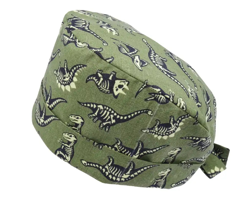 Lesleys OP-Haube für lange Haare Dinos - Stoff OP-Haube aus 100% Baumwolle